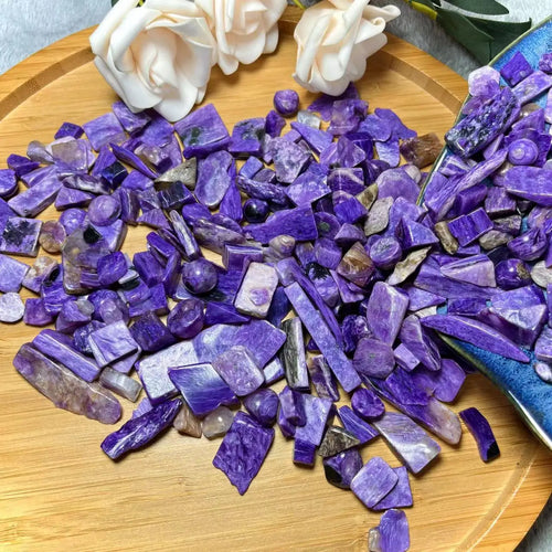 Natural Charoite Chip Stones Polished Purple Crystal Gravel for Craft Decoration