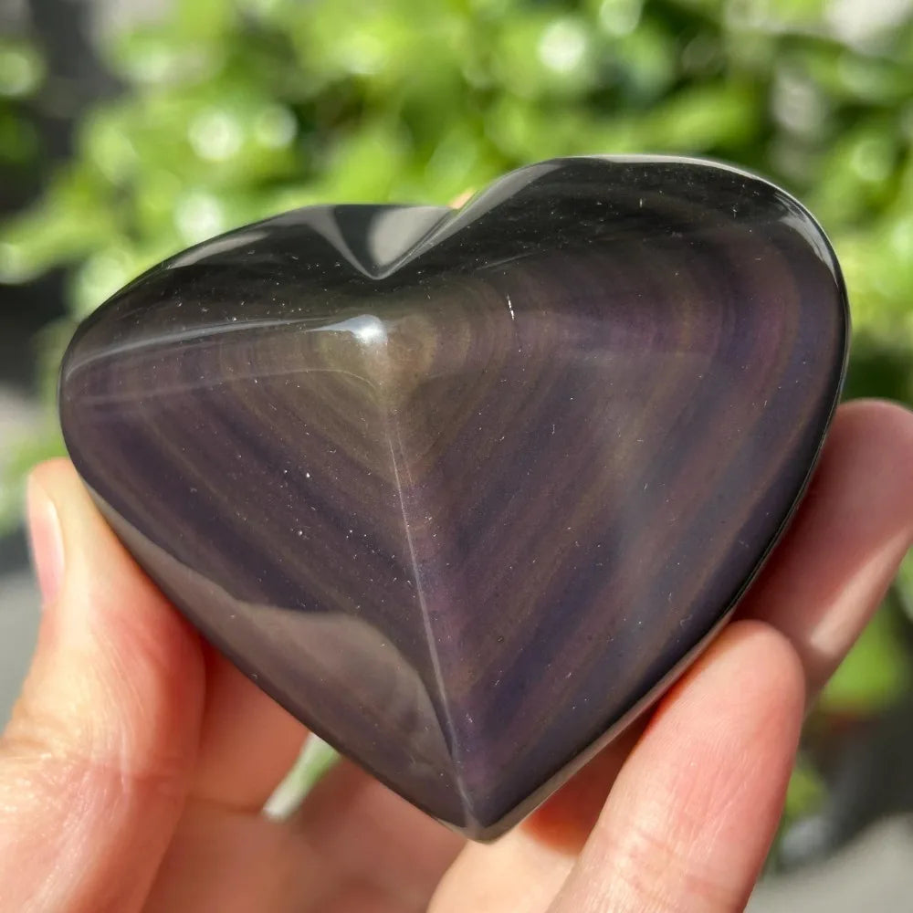 Polished Crystal Heart Natural Rainbow Obsidian Heart for Home Decor