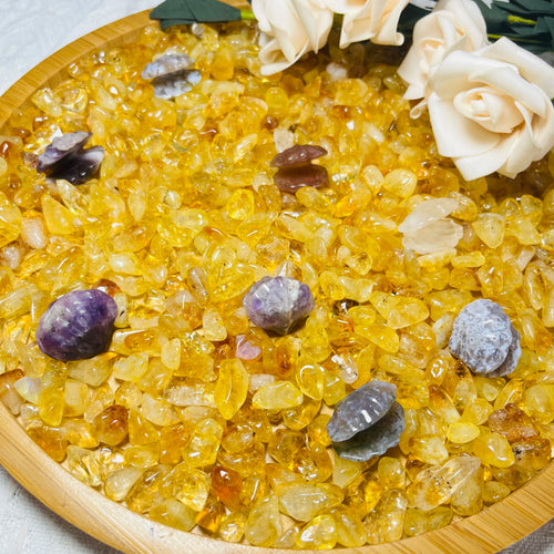 Quartz Brazil Citrine Chips for Decoration and Gifts Crystal Decor