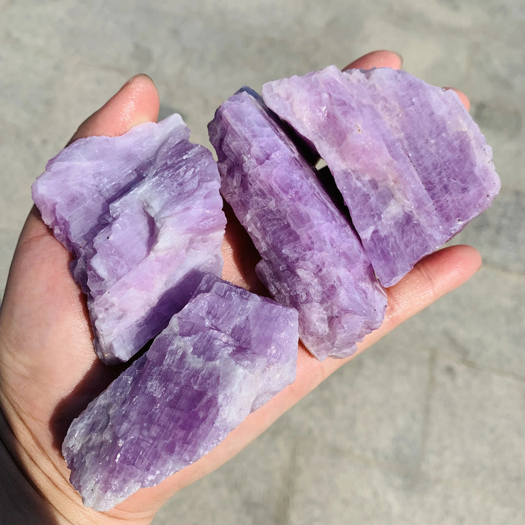 UV Reactive Purple Kunzite Raw Mineral Chunk Color Changing Crystal Specimen