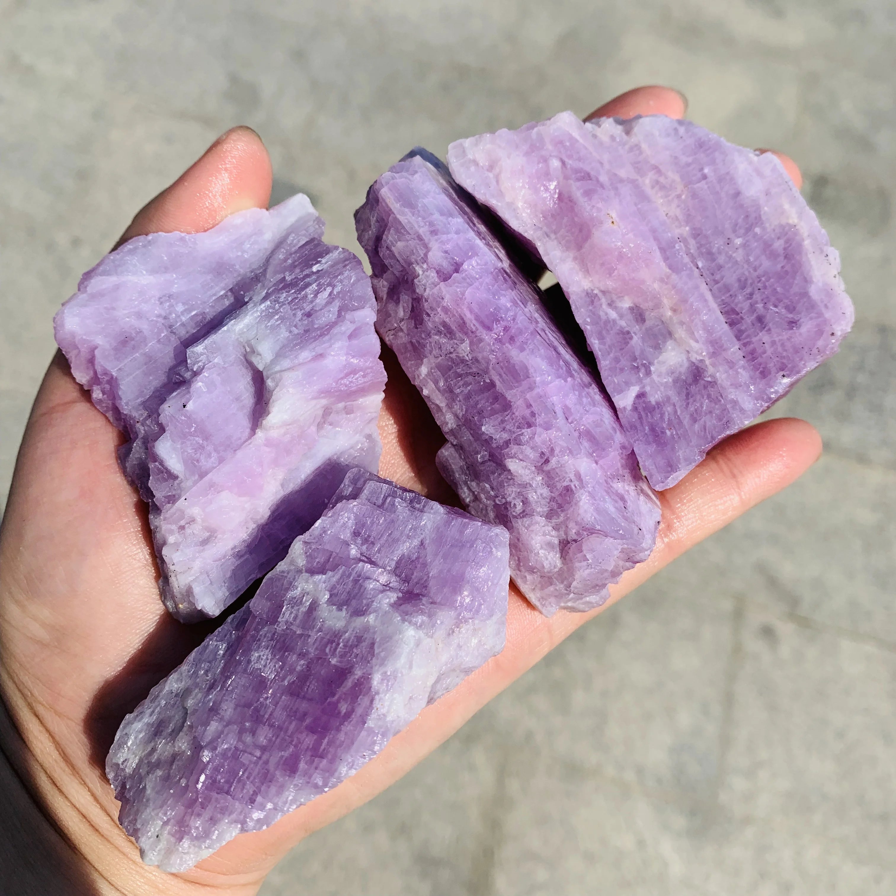 UV Reactive Purple Kunzite Raw Mineral Chunk Color Changing Crystal Specimen