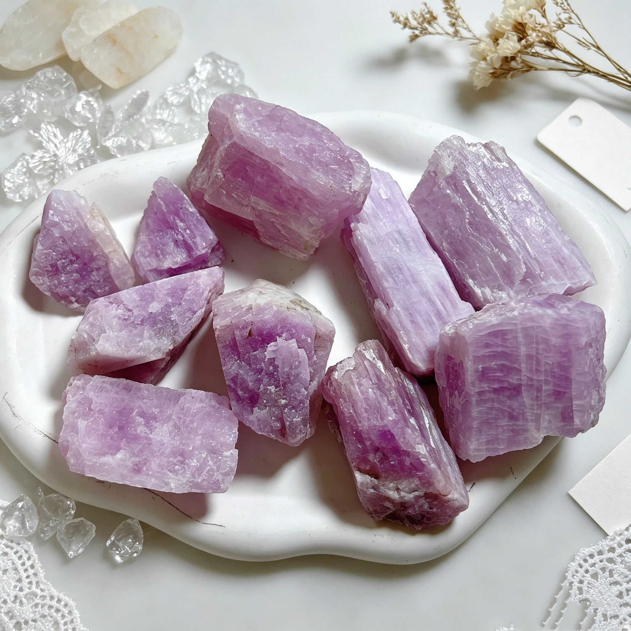 UV Reactive Purple Kunzite Raw Mineral Chunk Color Changing Crystal Specimen