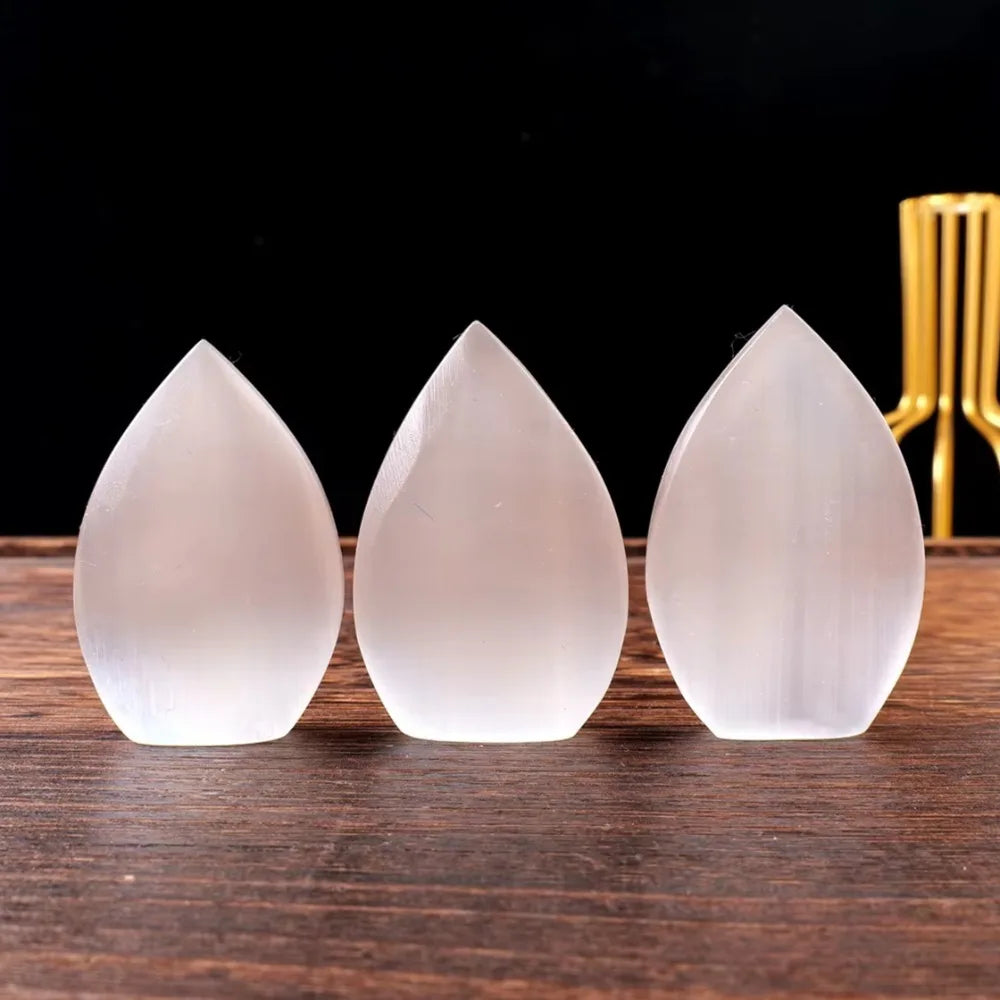Hot Sales Crystal Craft Natural Selenite Waterdrop Ornament for Home Decor