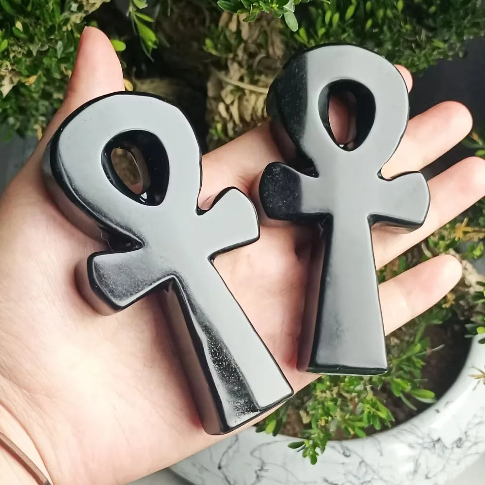 Crystal Crafts Natural Black Obsidian Ankh