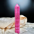 Natural Deep Red Crystal Column Ruby Style Quartz Tower Polished Point Home Decor Collectible Gift