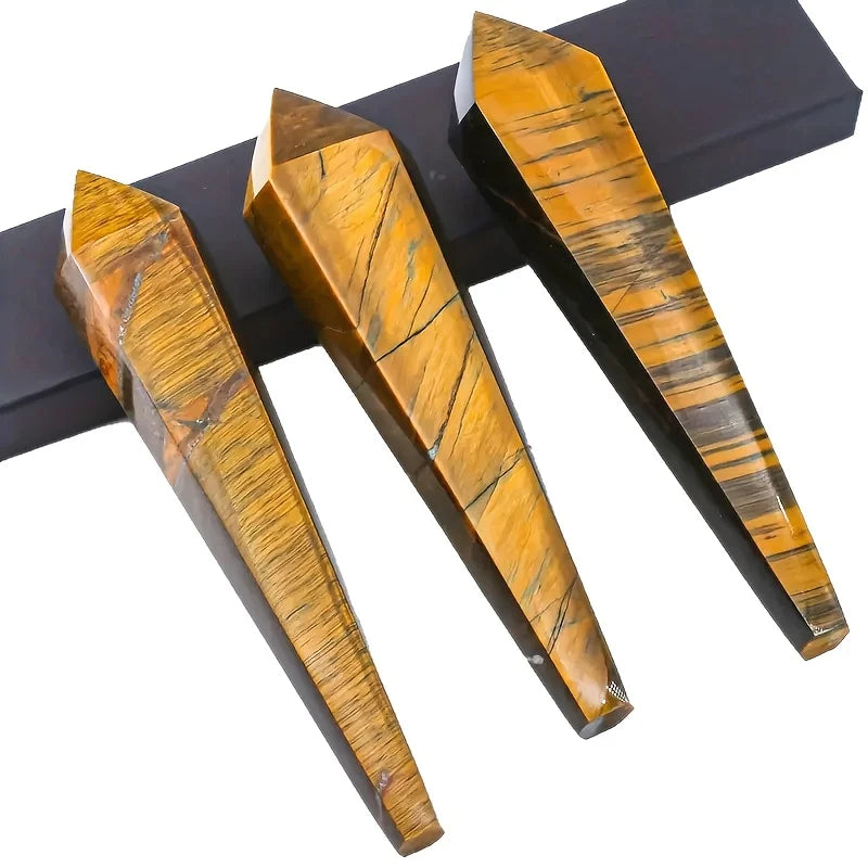 Hot Yellow Blue Tiger Eye Wand Crystal Scepter Dual Color Stone Balance Protection Obelisk