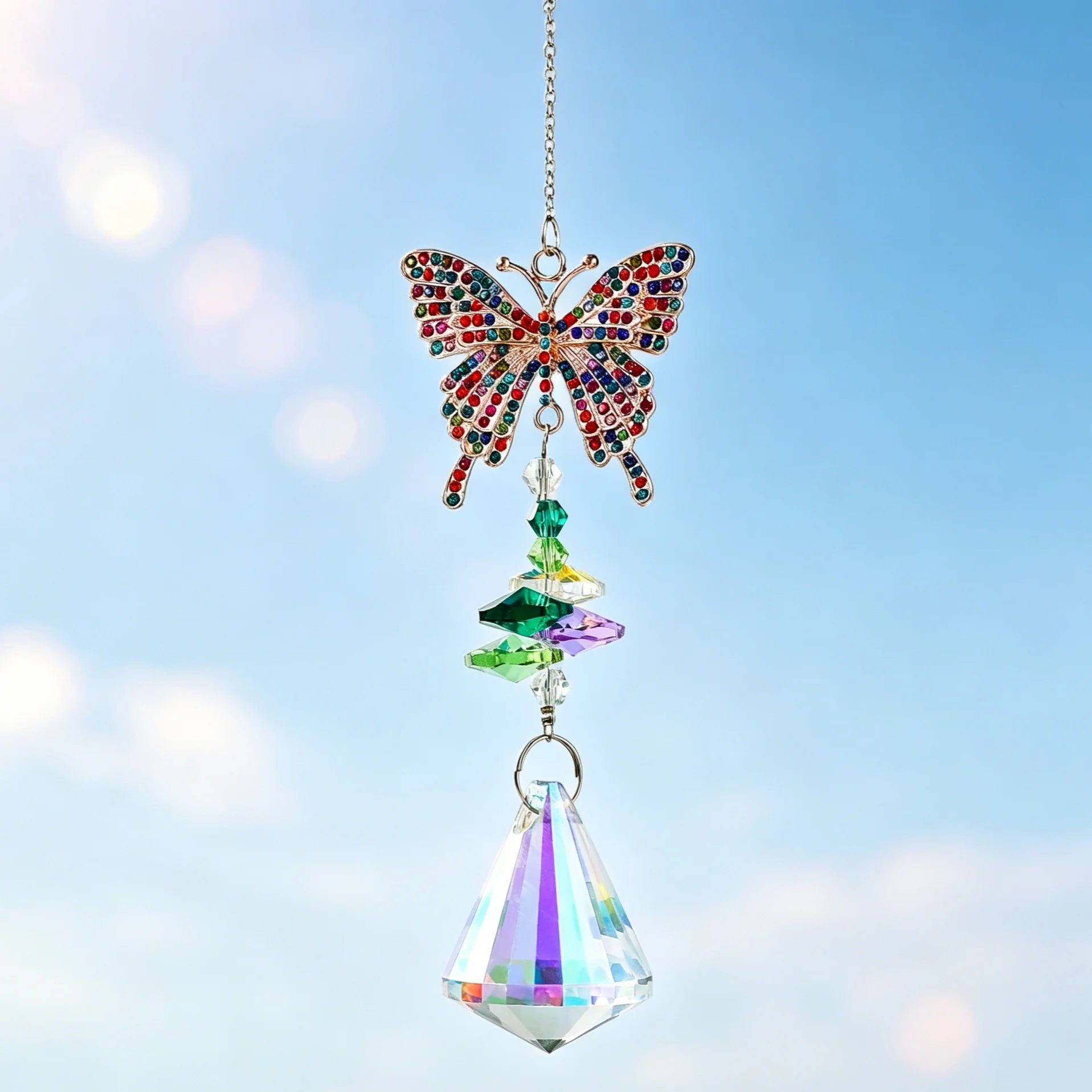 Natural Crystal Round Eco-Friendly Sun Catchers Moon and Amethyst Suncatchers