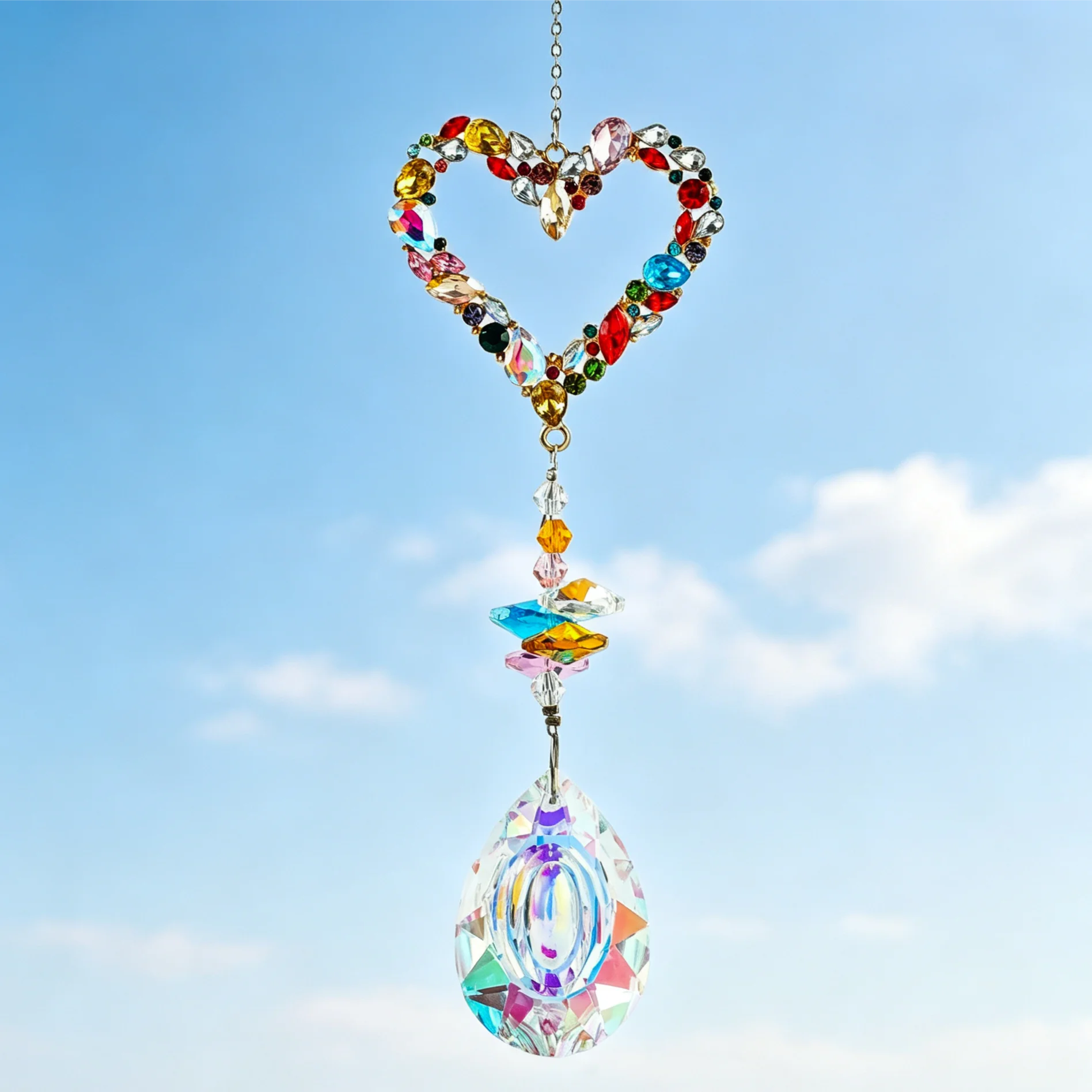 Natural Crystal Round Eco-Friendly Sun Catchers Moon and Amethyst Suncatchers