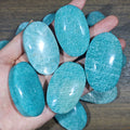 Natural Amazonite Crystal Palm Polished Crafts for Home Decor and Mineral Gift