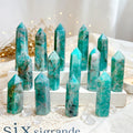 Natural Amazonite Smokey Quartz Intergrowth Crystal Point Tower for Ornament