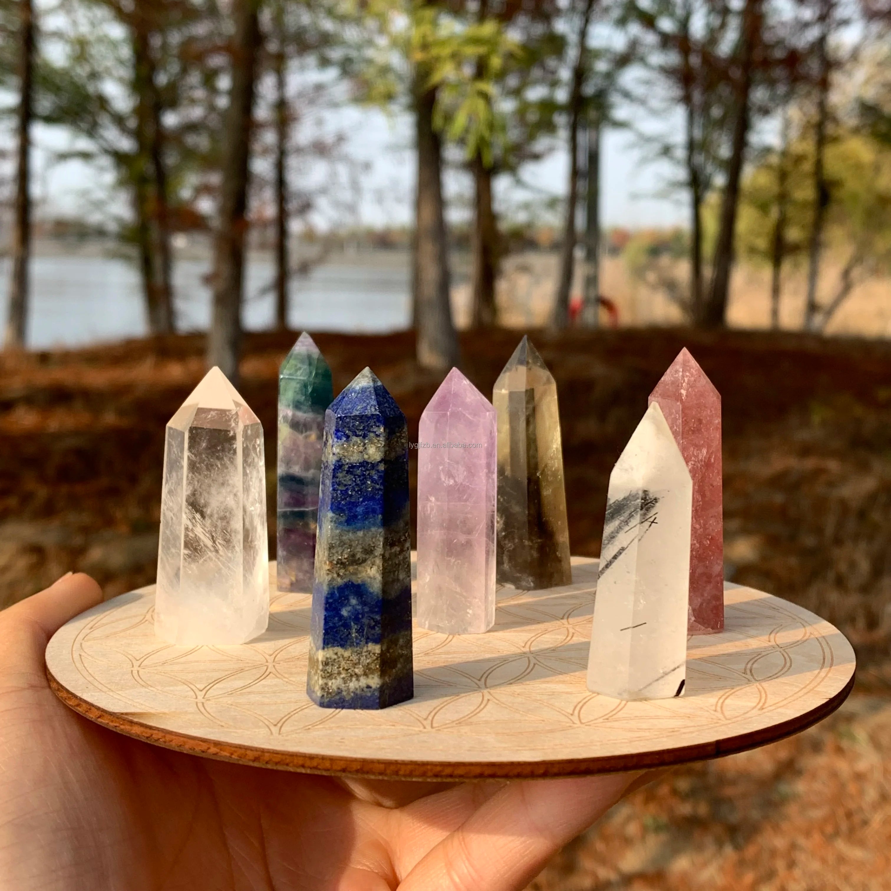Natural Amethyst clear Point Quartz Crystal Points Gemstones Set Box - Standard