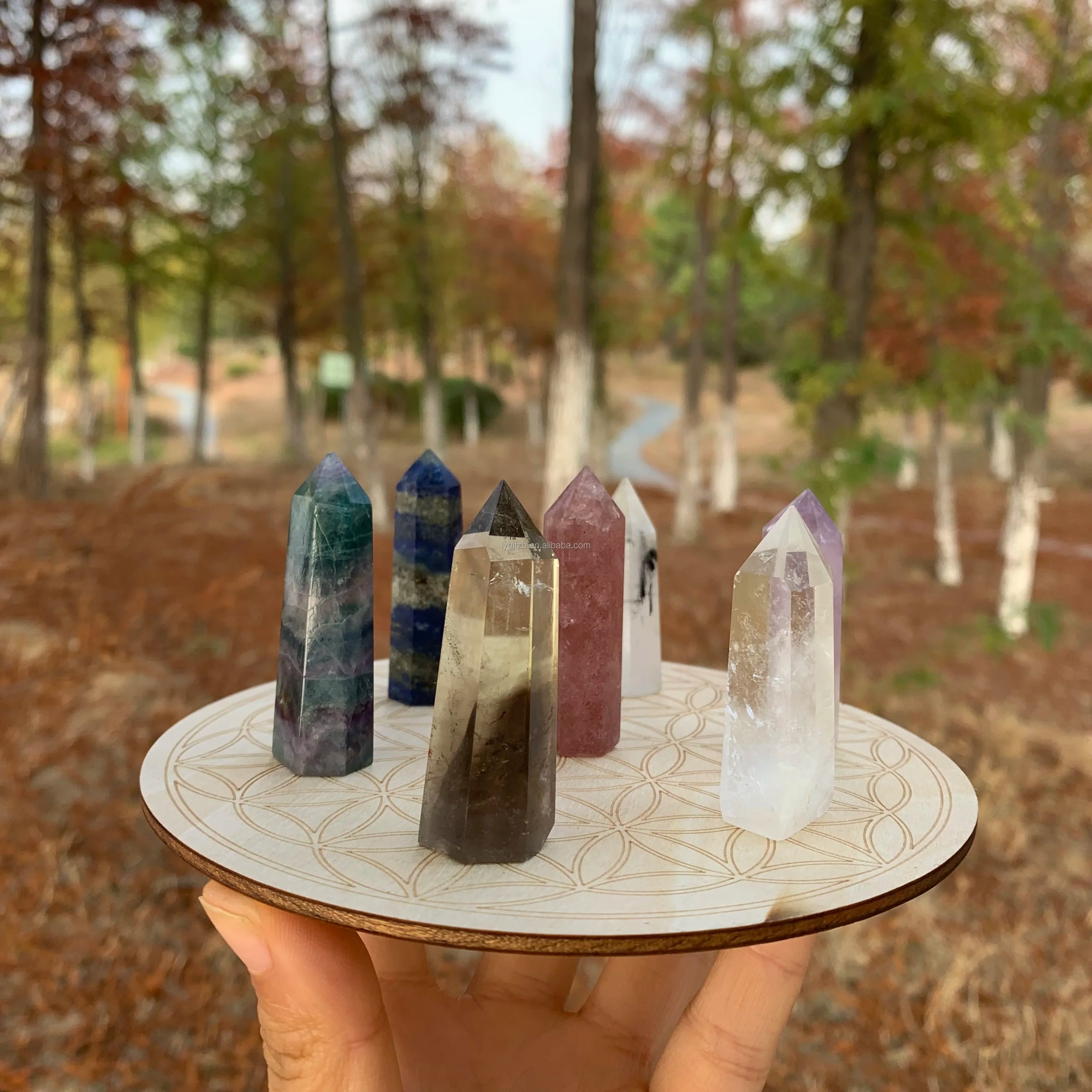 Natural Amethyst clear Point Quartz Crystal Points Gemstones Set Box