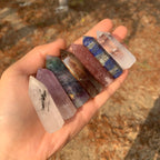 Natural Amethyst clear Point Quartz Crystal Points Gemstones Set Box
