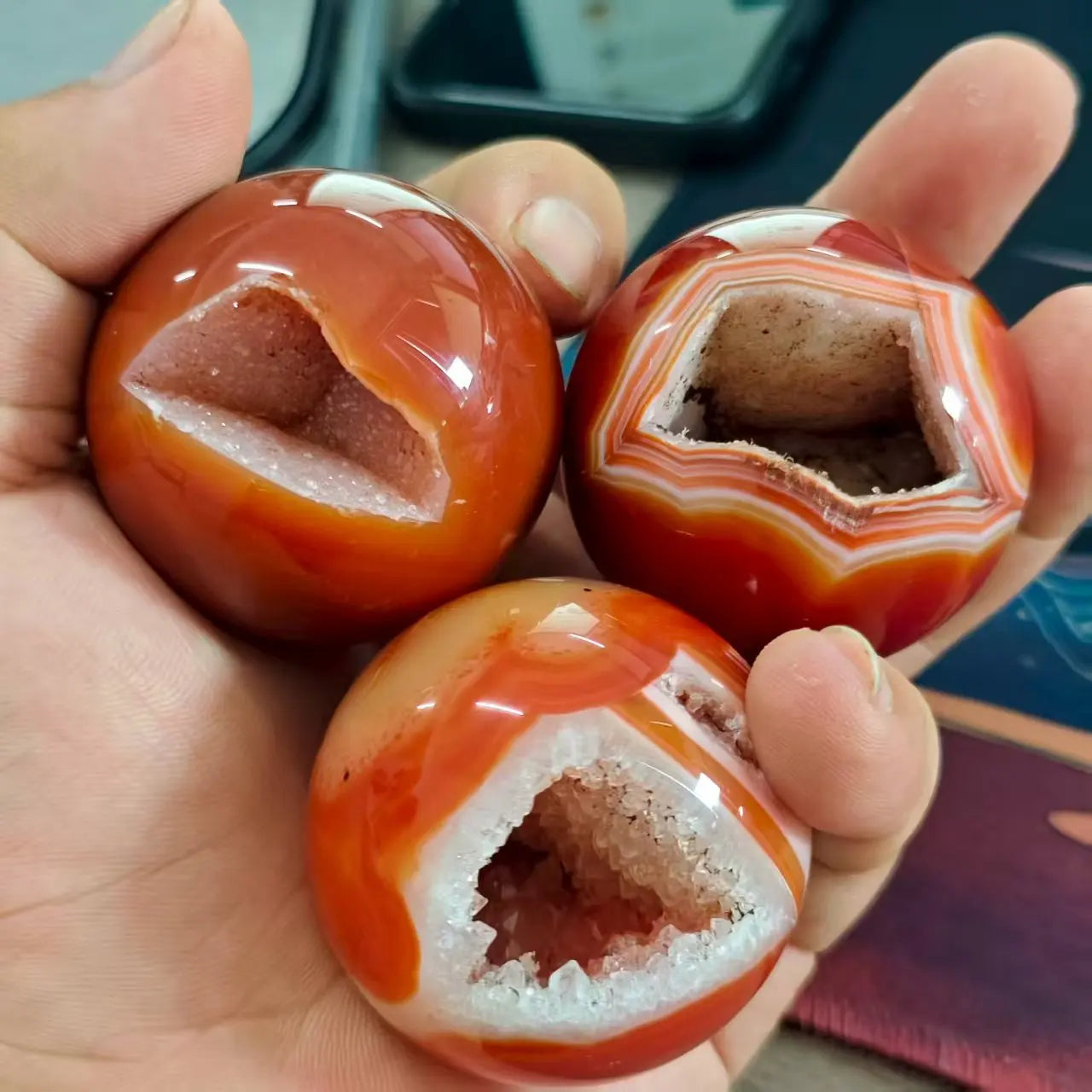 Natural Banded Red Carnelian Agate Sphere Polished Crystal Stone Decor Ball Red Sardonyx Sphere