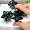 Natural Black Obsidian Merkaba Star Crystal Stone Ornament Home Office Decoration Holiday Gift for Crystal Lovers