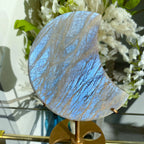 Natural Blue Flashy Moonstone Carving Polished Crystal Crafts Carving Blue Moonlight Moon Decor or - Standard