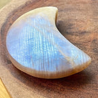 Natural Blue Flashy Moonstone Carving Polished Crystal Crafts Carving Blue Moonlight Moon Decor or