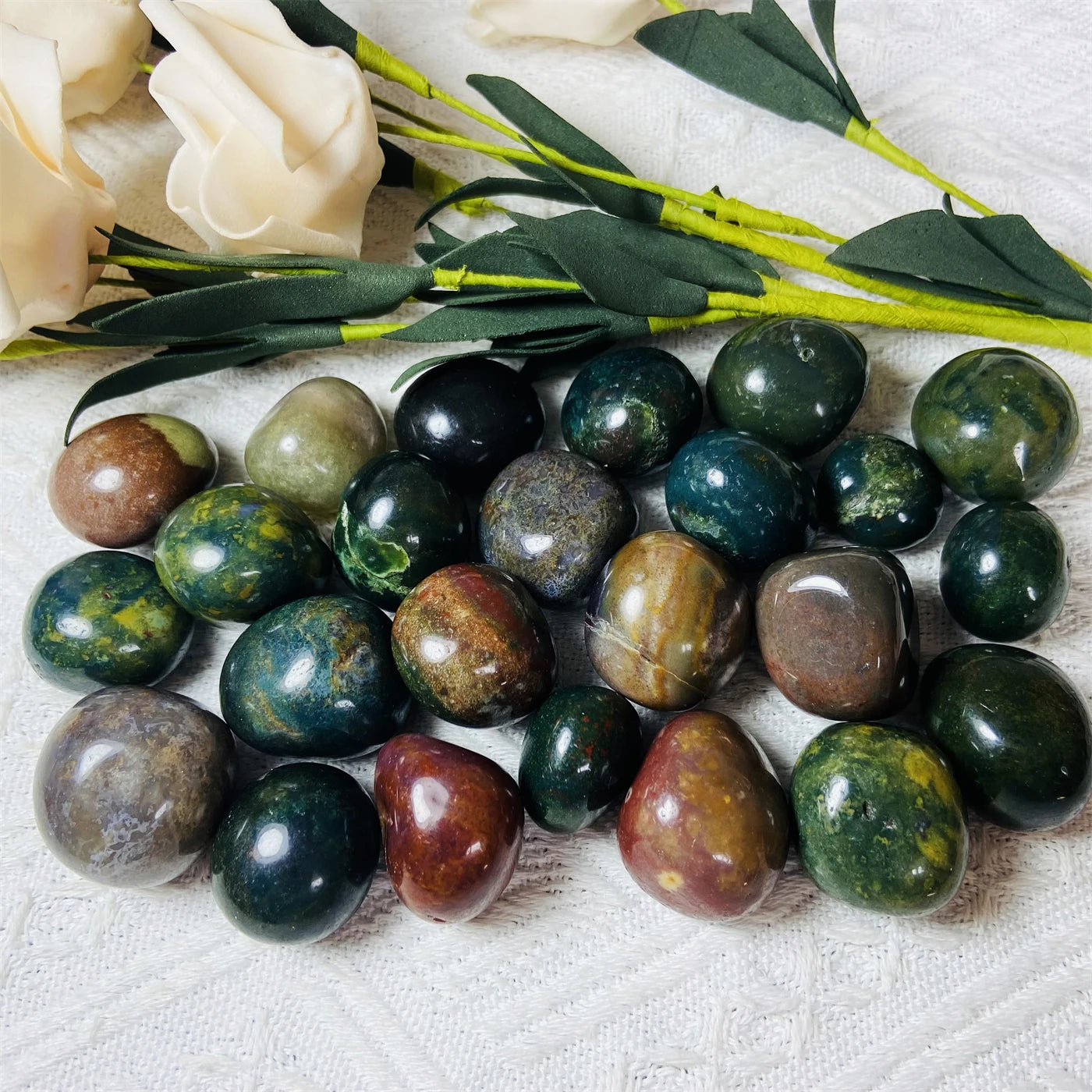 Natural Colorful Ocean Jasper Tumbled Stones Crystal Palm Stone for Decor & Crafts