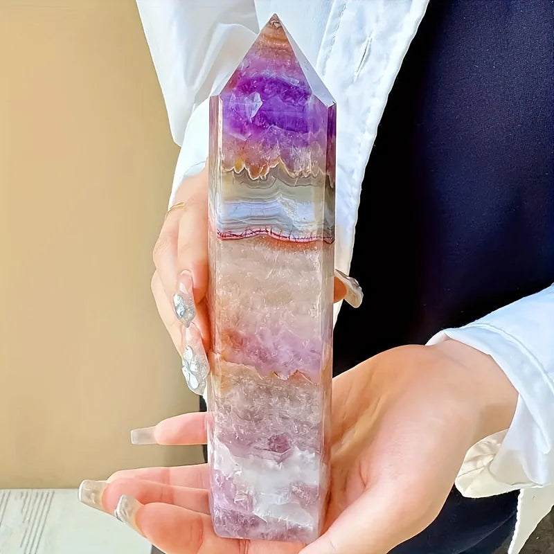 Natural Crystal Amethyst Agate Tower Quartz Obelisk Stone Unique for Teacher's Day - Standard