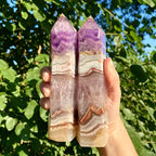 Natural Crystal Amethyst Agate Tower Quartz Obelisk Stone Unique for Teacher's Day
