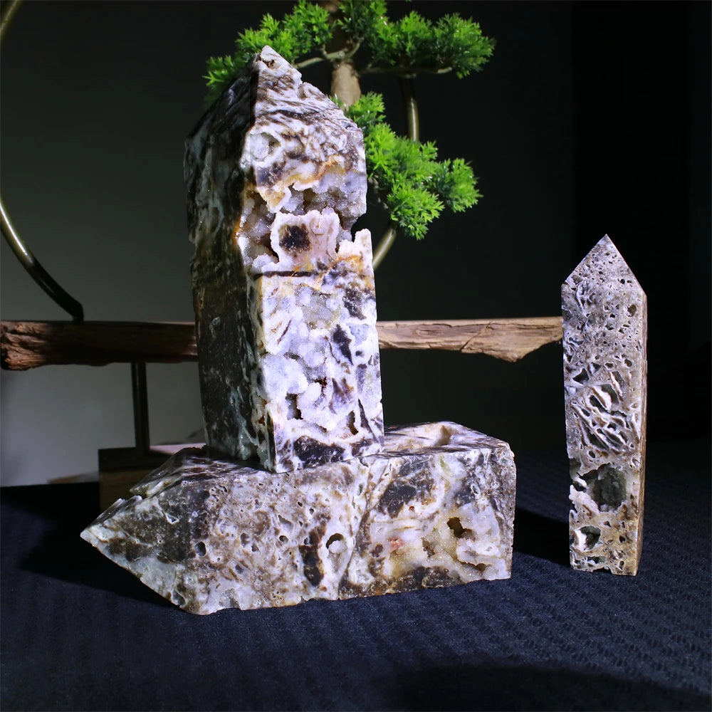 Natural Crystal Flashy Shine Druzy Point Sphalerite Tower Crystal for Decoration