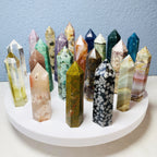 Natural Crystal Stone Point Multi Material Tower for Decoration