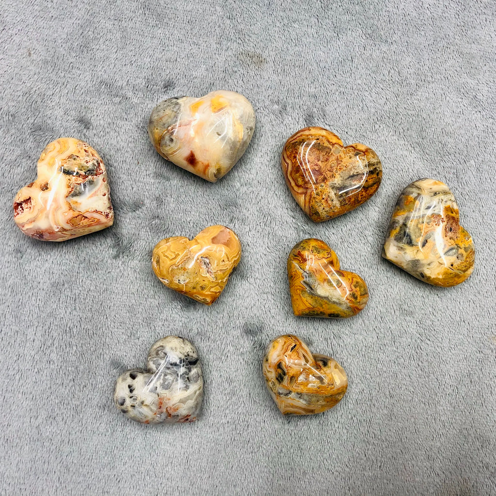 Natural Crystal Stones Crazy Agate Crystal Heart Carving for Ornaments