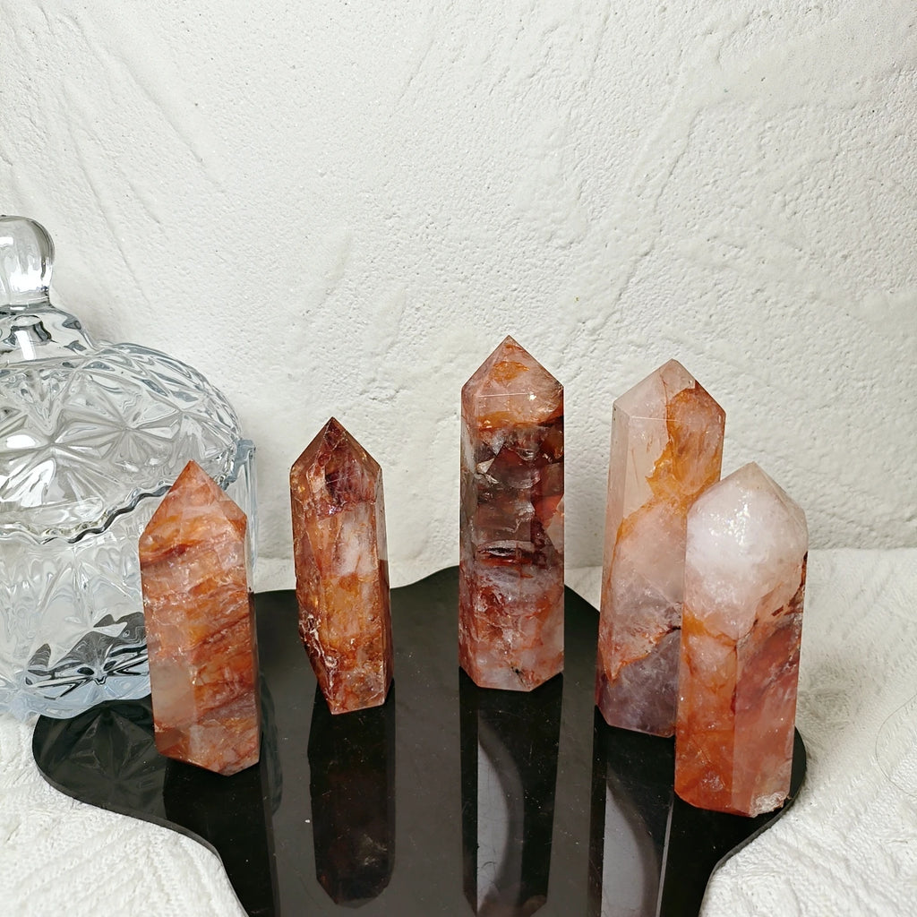 Natural Crystal Tower Point Stone Fire Quartz Point for Decoration