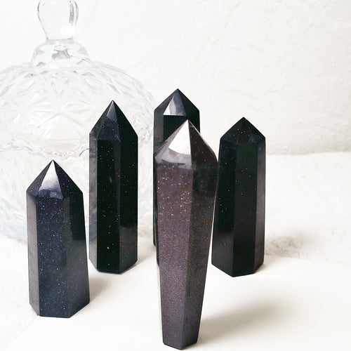 Natural Gemstone Crafts Blue Sandstone Point Tower for Home Decoration Crystal Decor