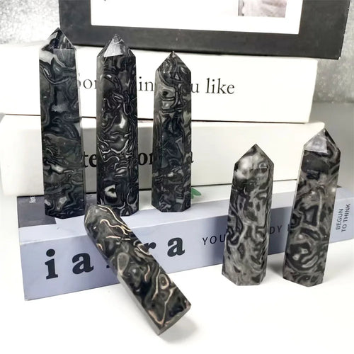 Black Crazy Agate Tower Lot - 1 kg - 1 kg lot