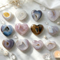 Natural Geode Palm Stone Druzy Agate Crystal Heart for Decoration Gift