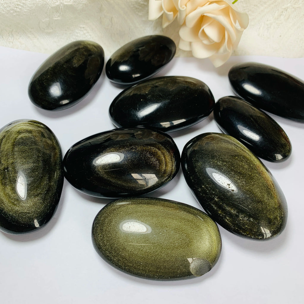 Natural Golden Obsidian Crystals Stone Palms Craft Gift