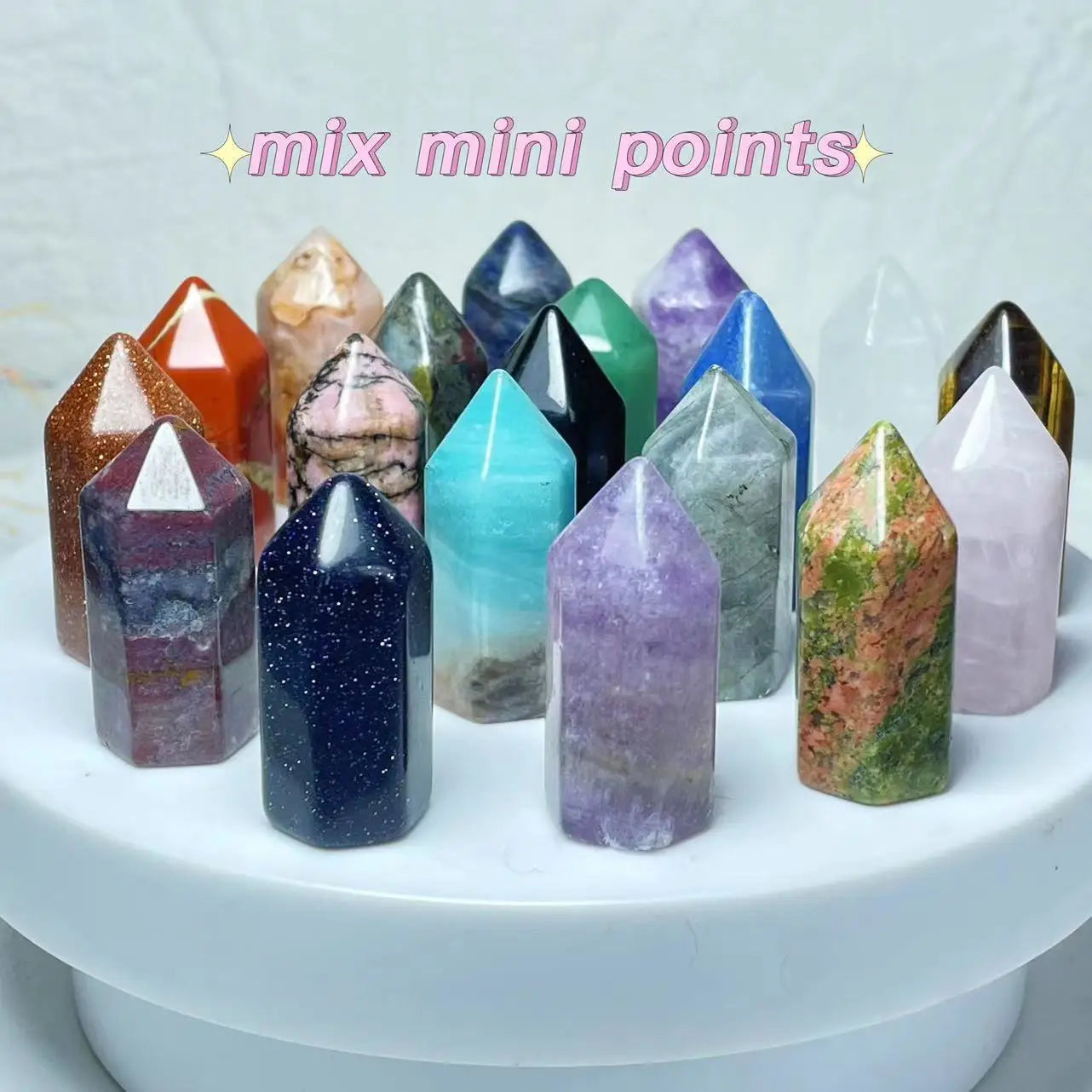 Natural Crystal Mini Point Gemstone Mix Material Small Crystal Tower