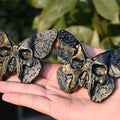 Natural Flat Obsidian Butterfly and Demon Head Carving for Decoration and Gift Crystal Decor