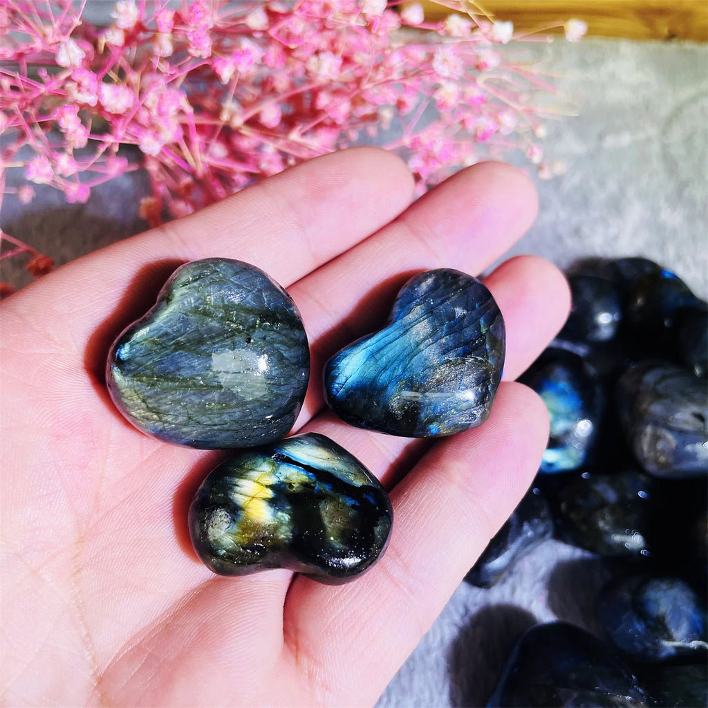 Natural Crystal Stone Mini Labradorite Heart Stone