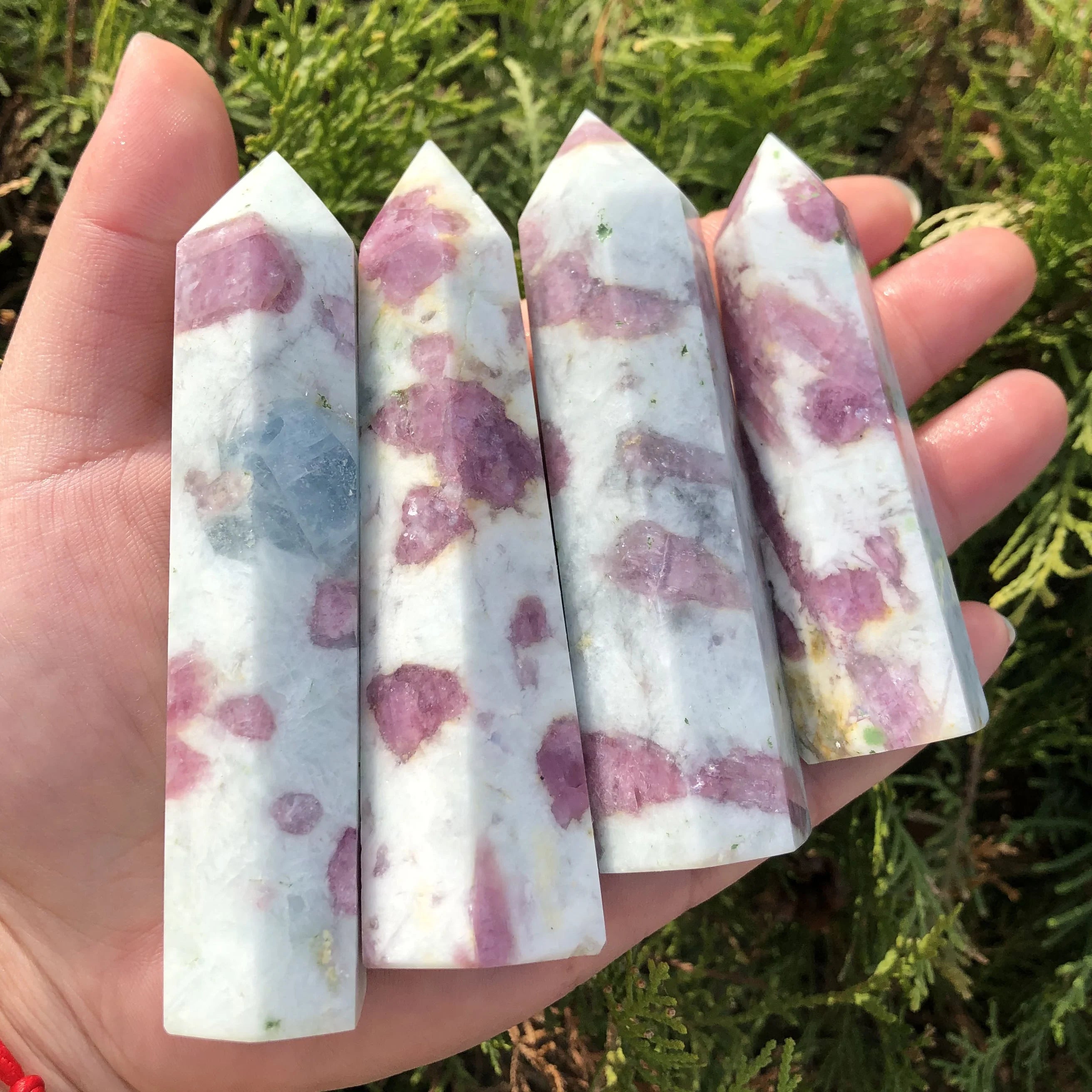 Natural Pink Tourmaline Matrix Tower Polished Crystal Point for Home Decor Gifts