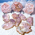 Natural Polished Pink Amethyst Slice Druzy Flower Agate Slice for Decoration Crystal Decor