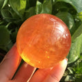Natural Honey Calcite Sphere Decorated With rainbow Crystal Orange Icelandic Calcite Balls
