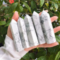 Natural Howlite Crystal Point Tower Polished Grey Vein Mineral Obelisk Craft Supplies