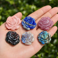 Natural Labradorite Rose Crystal Flower Shape Craft Craving Stone Blue Light Flash for Gift Home Dec