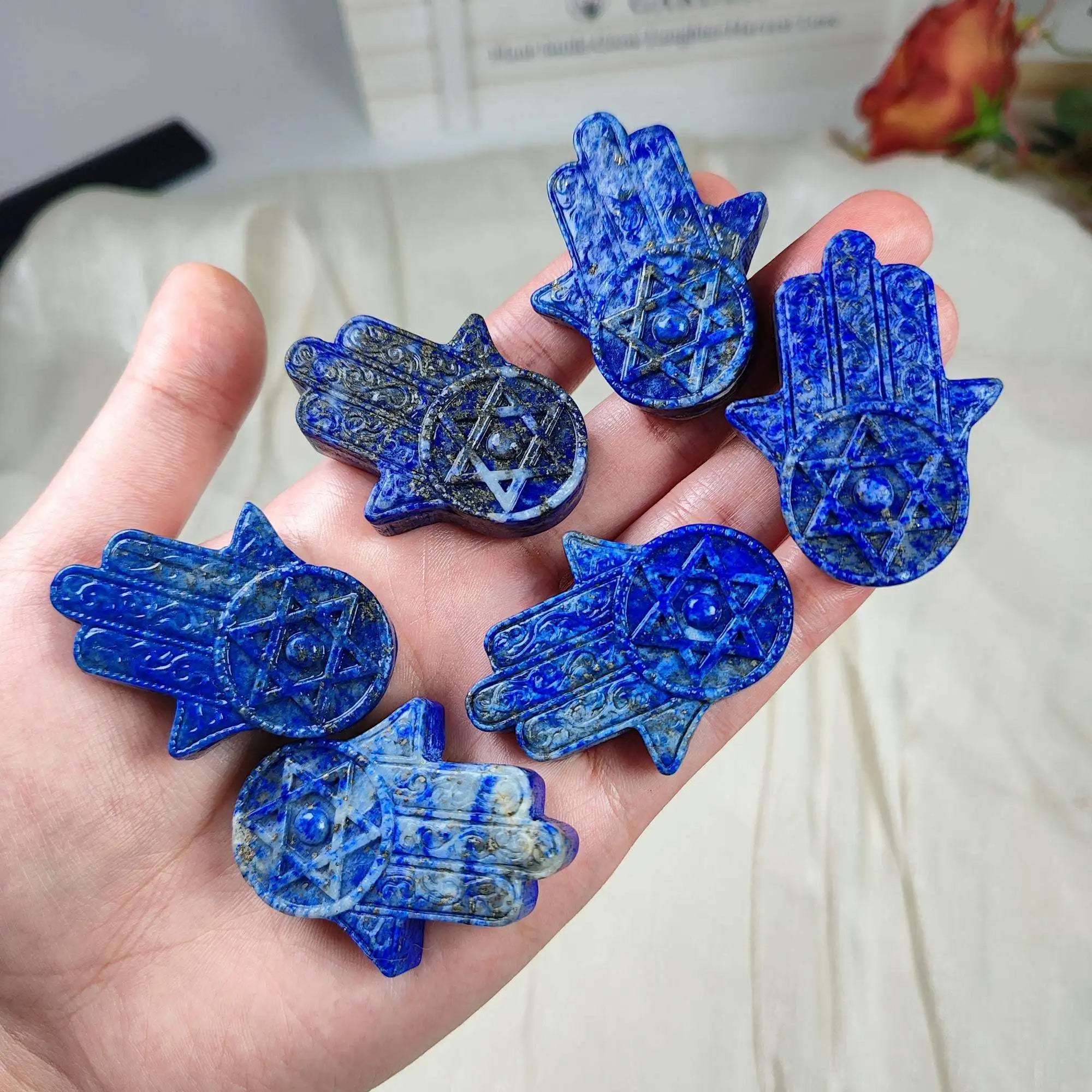 Lapis Lazuli Hamsa Hand Figurine