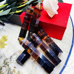 Natural Layered Yellow Fluorite Tower Polished Banded Crystal Point for Stone Decor