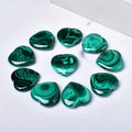 Natural Malachite Palm Stone and Carved Heart Polished Green Malachite Handheld Ornament for Home Desktop Decor