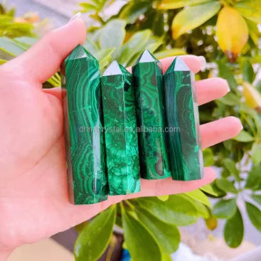 Natural Malachite Stone Crystal Point Quartz Stone Malachite Tower for Home Ornaments