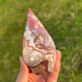Natural Money Agate Water Drop Shape Ornament Home Decor Crystal Gift