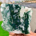 Natural Moss Agate Slab Slice Crystal Quartz Mineral Decorate