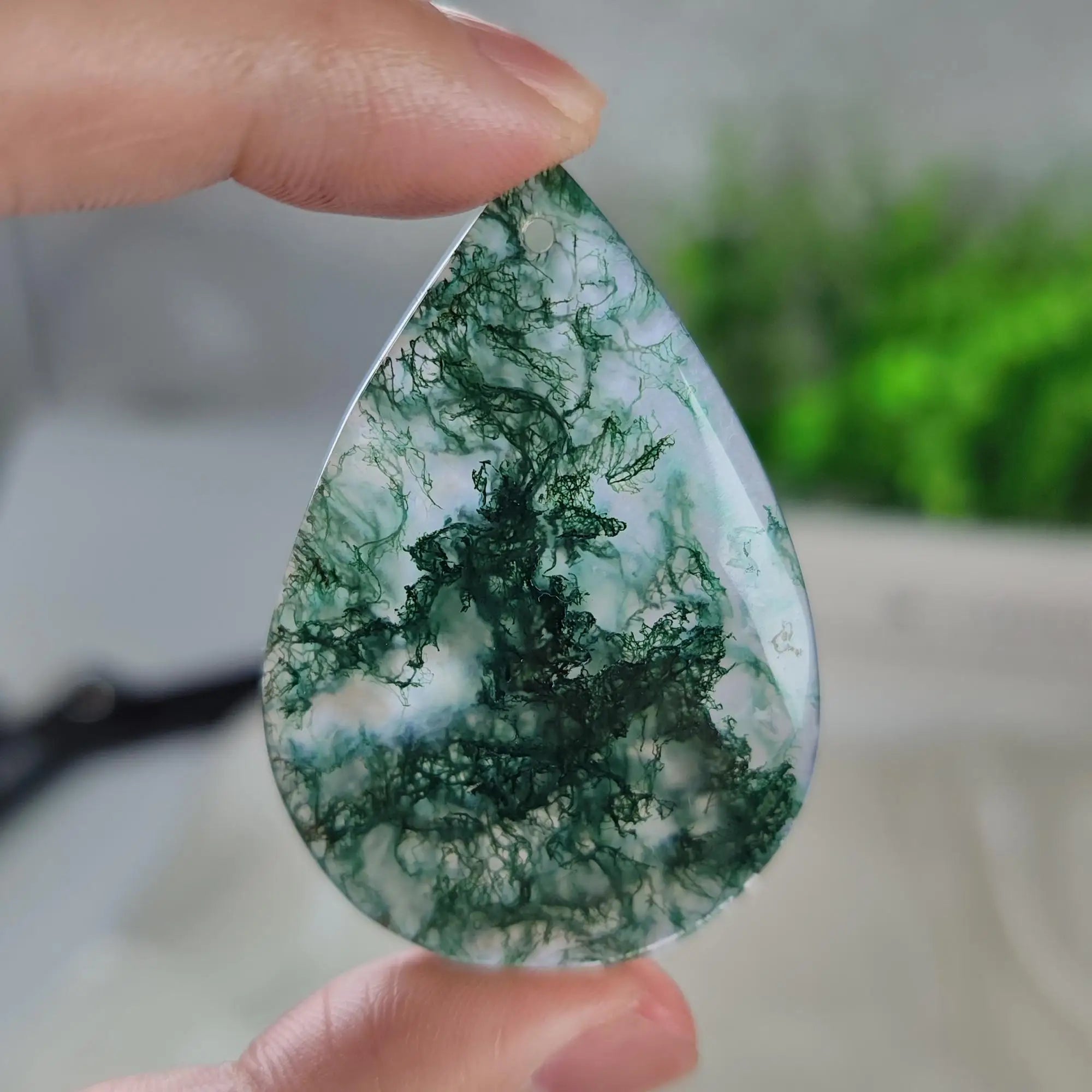 Natural Moss Agate Water Drop Polished Mineral Specimen for Collection Decoration Crystal Decor