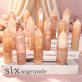 Natural Orange Stone Pink Aventurine Point Crystal Tower for Home Decor Craft Gift