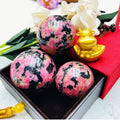 Natural Polished Ball Pink Black Rhodonite Crystal Spheres for Decor Gifts