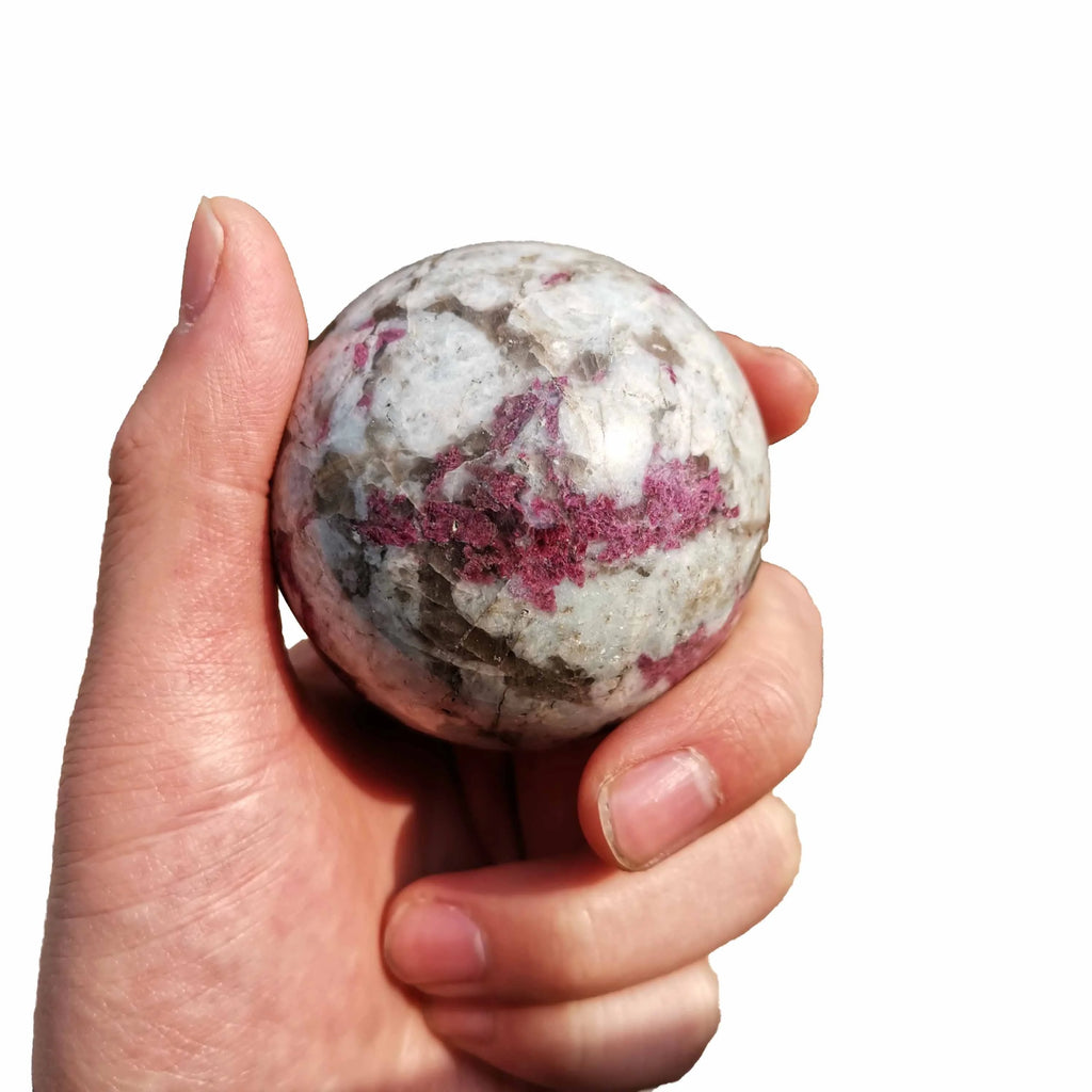 Natural Polished Stone Rock Crystal Ball plum Blossom Pink Tourmaline Crystal Sphere for Decoration